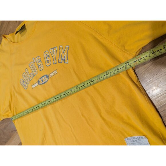Vintage Gold’s Gym Cropped T-Shirt Men’s L Yellow Y2K Training Center Cutoff... - Picture 8 of 11